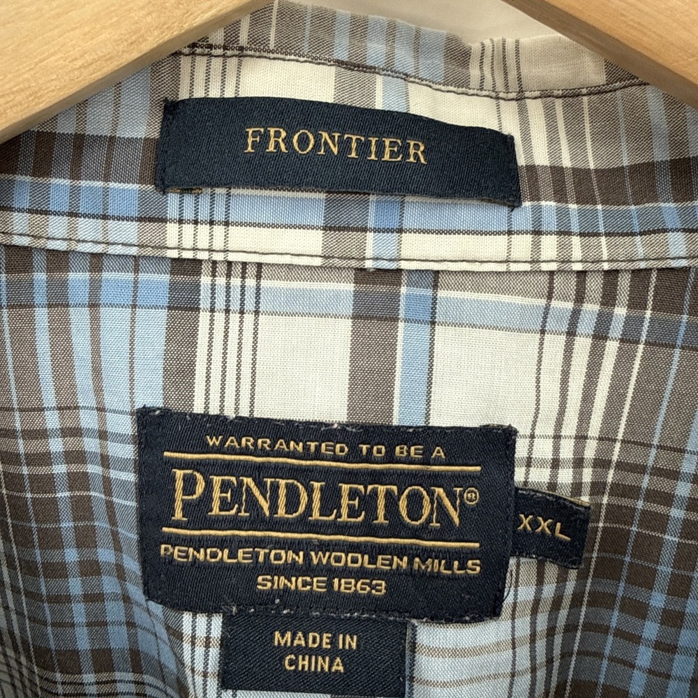 Pendleton Womens Blue Plaid Pearl Snap Frontier Shirt Size XXL Western Everyday - Picture 6 of 9